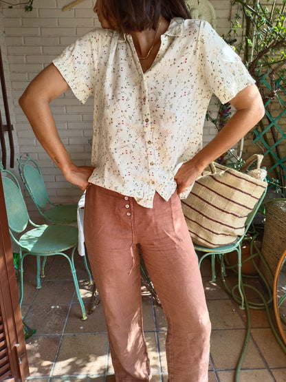 Blusa beige florecitas T.s