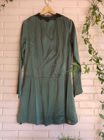 HANSEN&GRETE. Vestido verde encaje T.1(s)