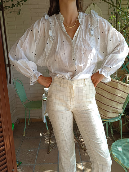 MAKSU. blusa blanca florecitas T.s