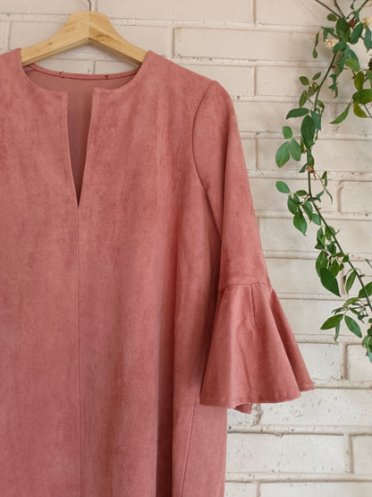 OTRAS. vestido antelina rosa T.xs