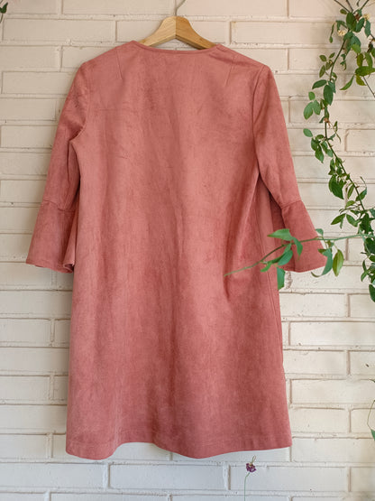 OTRAS. vestido antelina rosa T.xs