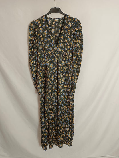 MANGO. Black floral dress S.xs (S)