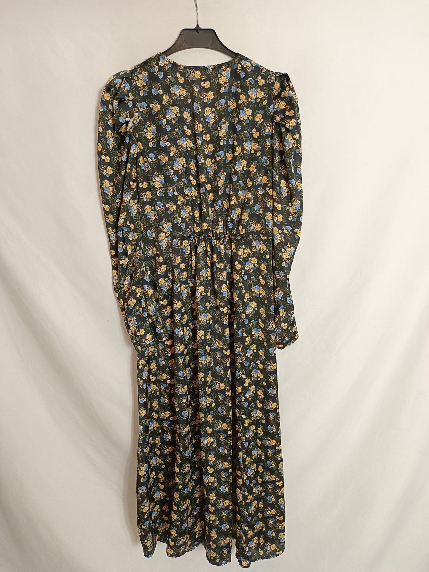 MANGO. Black floral dress S.xs (S)