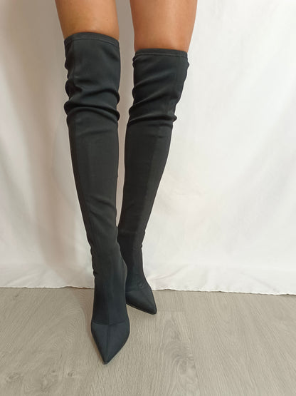 MANGO. Bota negra neopreno T.39