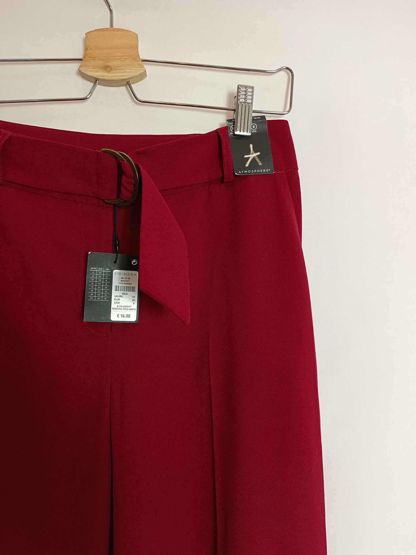 PRIMARK. Flowy burgundy trousers size 38
