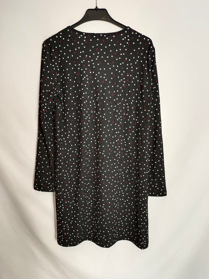 MANGO. Vestido negro lunares T.s