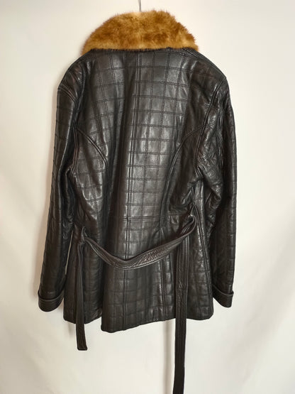 MONREAL Y MERCADER. Chaqueta piel vintage y cuello pelo vison T .38