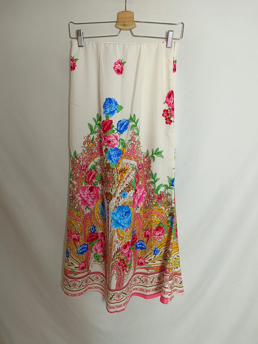 OTRAS. Falda midi flores T.m