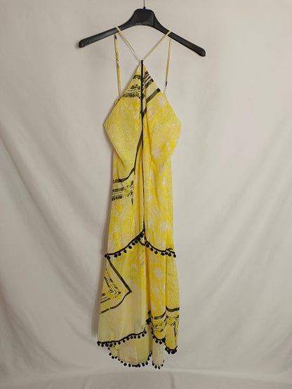 CARHER. Vestido largo amarillo borlas T.m