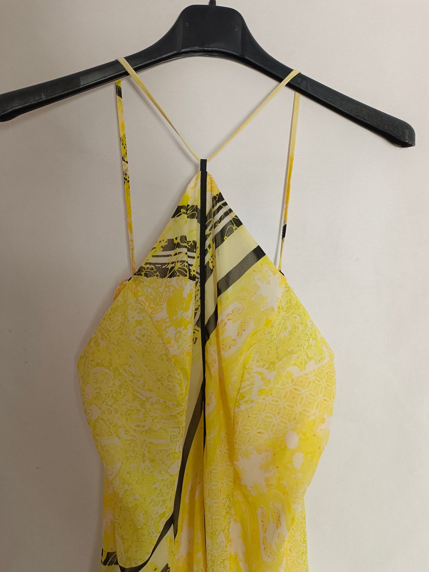 CARHER. Vestido largo amarillo borlas T.m