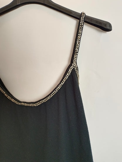 ZARA. Top negro abalorios T.s