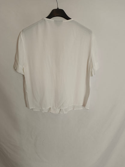 TOPSHOP. Blusa blanca botone T.34(tara)
