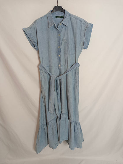 RALPH LAUREN. Vestido largo denim T.10(l)