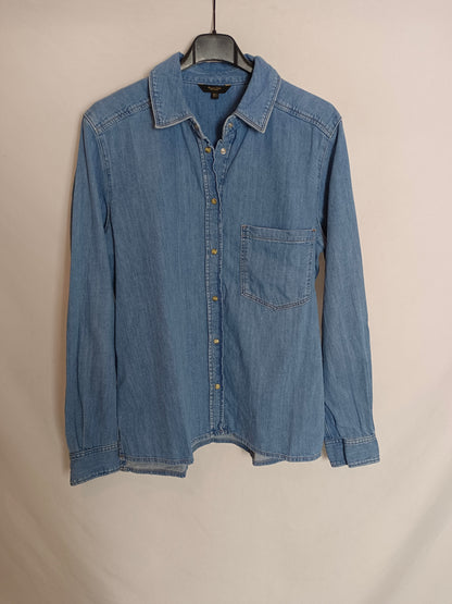 MASSIMO DUTTI. Camisa denim abotonada T.l
