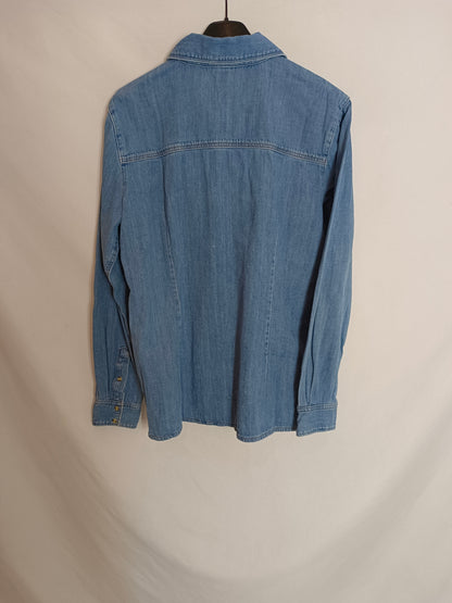 MASSIMO DUTTI. Camisa denim abotonada T.l