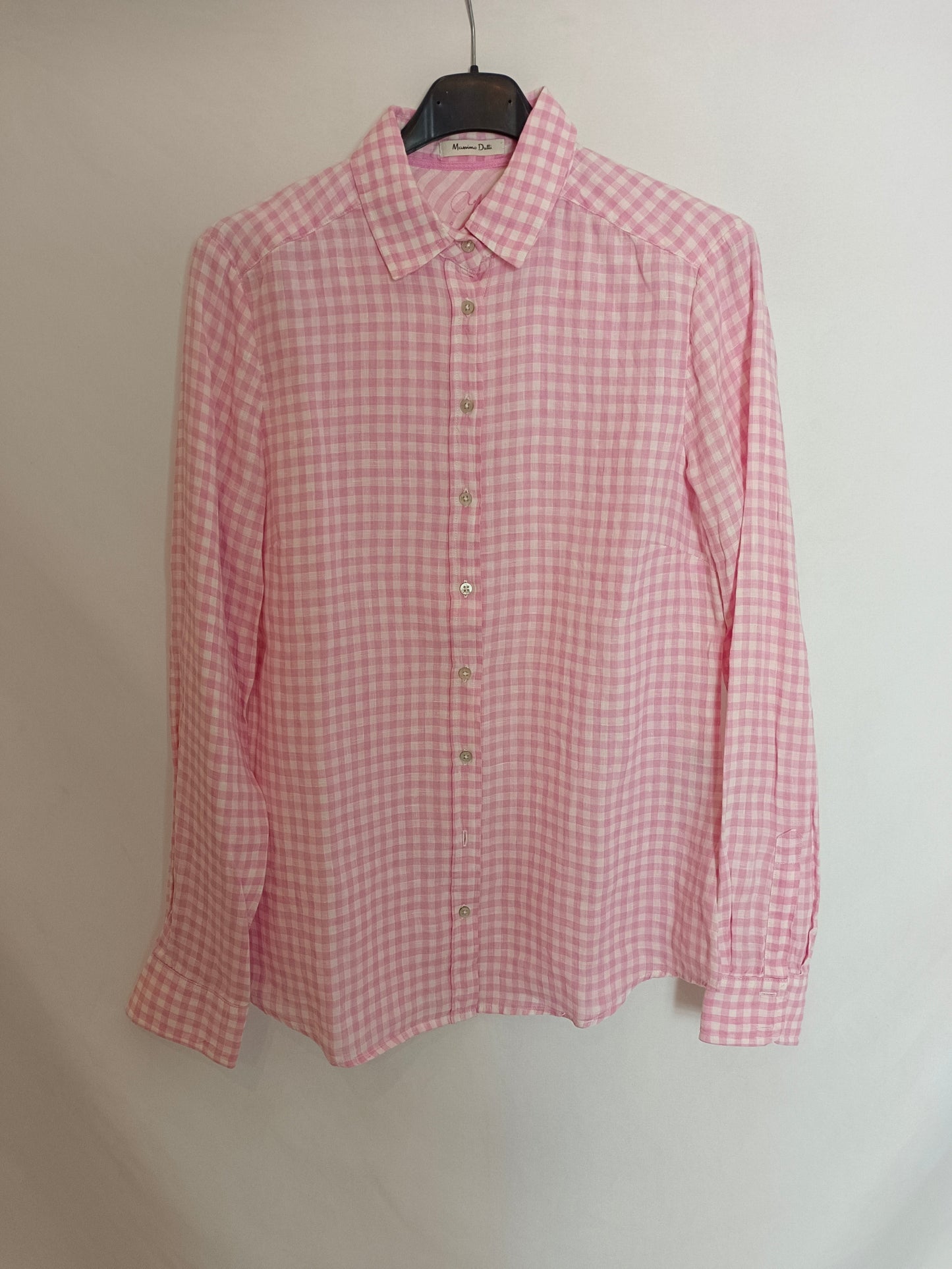MASSIMO DUTTI. Camisa cuadros Rosa. T.L