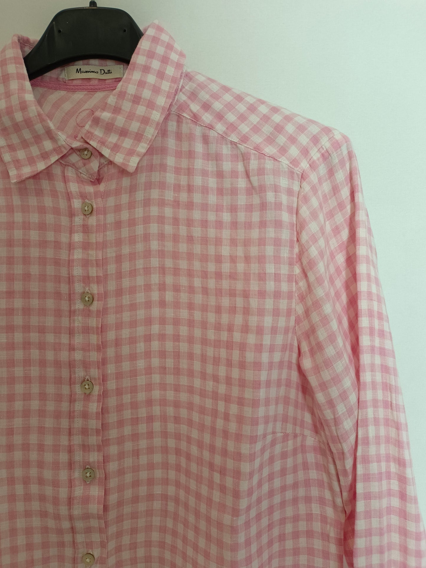 MASSIMO DUTTI. Camisa cuadros Rosa. T.L
