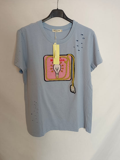 DROLE DE COPINE. Graphic blue T-shirt.TM/L