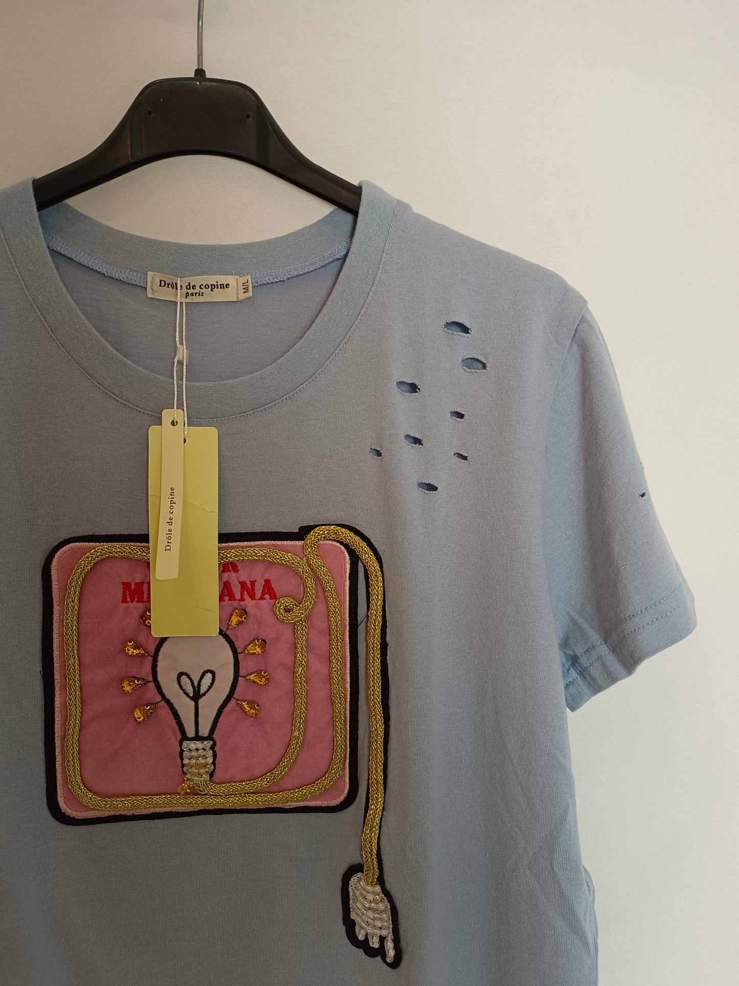 DROLE DE COPINE. Graphic blue T-shirt.TM/L