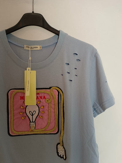 DROLE DE COPINE. Graphic blue T-shirt.TM/L