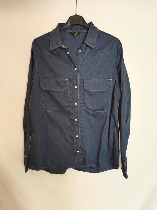 MASSIMO DUTTI. Camisa denim oscura T.40