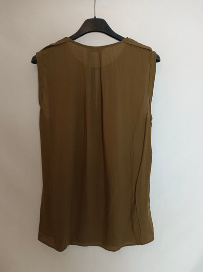 MASSIMO DUTTI. Top verde caqui T.38