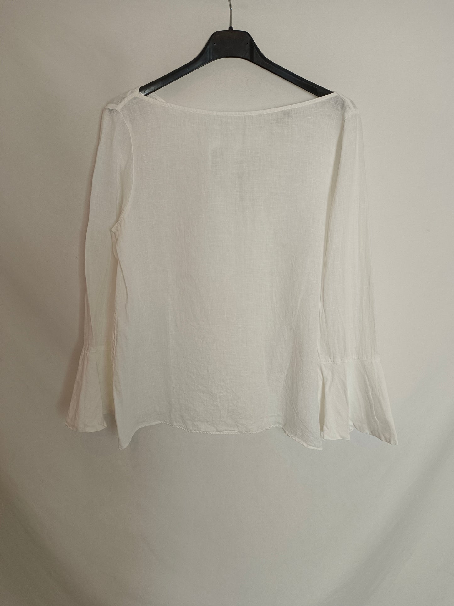 MASSIMO DUTTI. Blusa blanca lino T.38