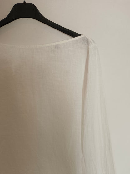 MASSIMO DUTTI. Blusa blanca lino T.38