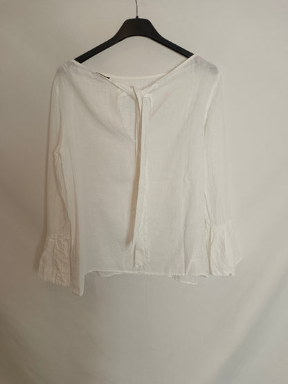 MASSIMO DUTTI. Blusa blanca lino T.38