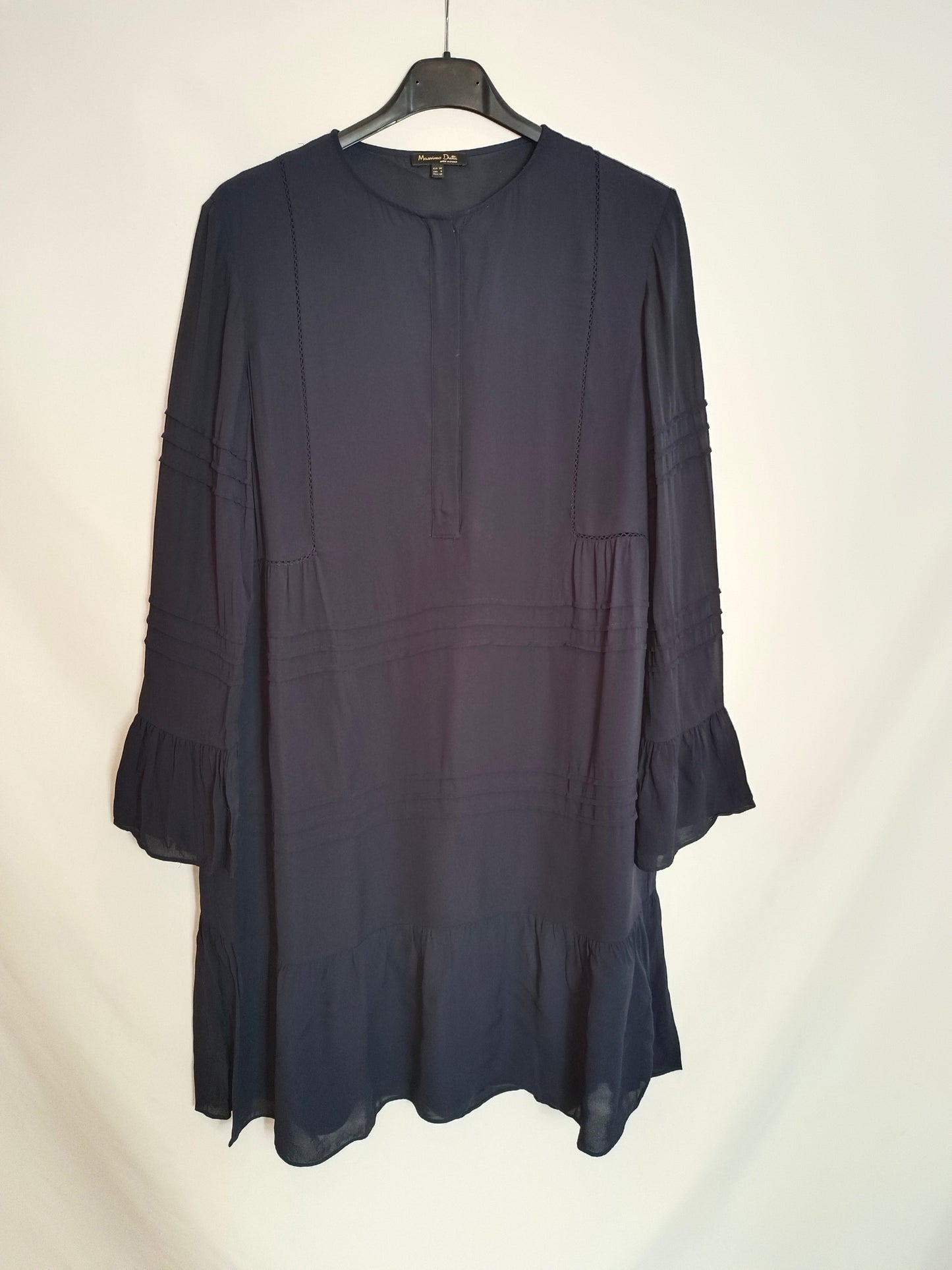 massimo dutti navy blue dress Massimo Dutti Pleated MIDI Dress Maxi dress, Women's, Size: Small, Black