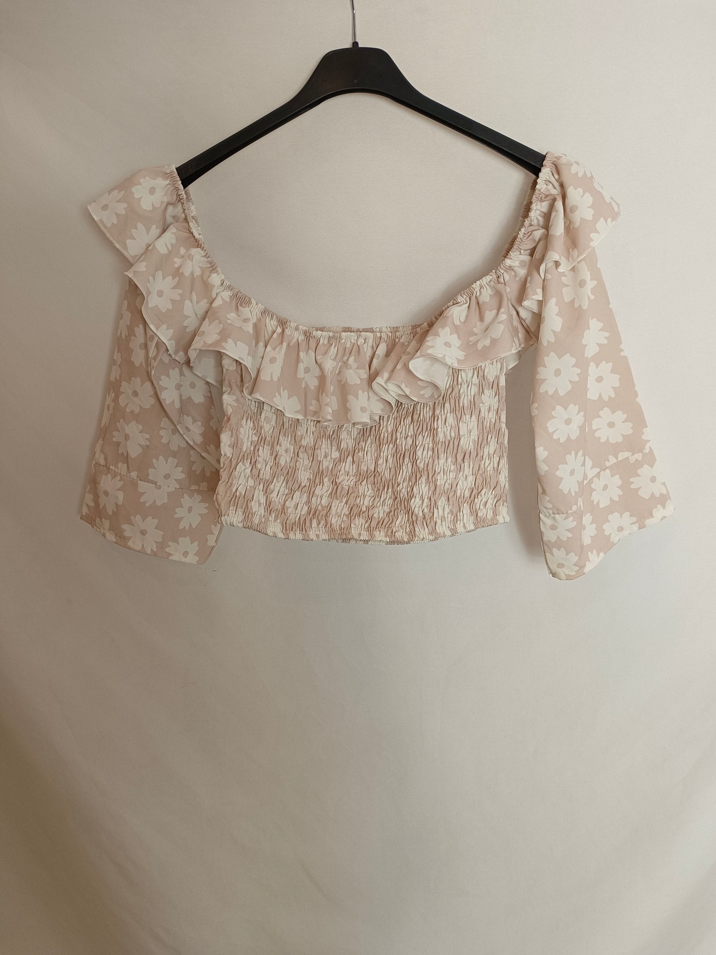 OTRAS. Top beige flores T.s/m