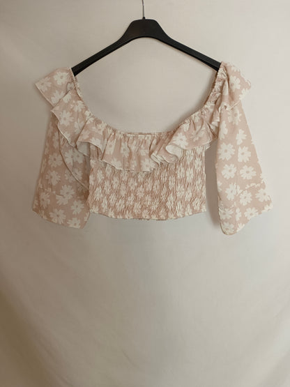 OTRAS. Top beige flores T.s/m