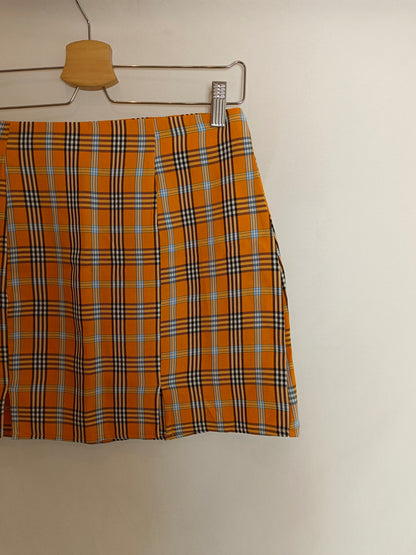 SHEIN. Falda amarilla cuadros T.s