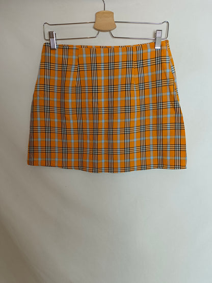 SHEIN. Falda amarilla cuadros T.s