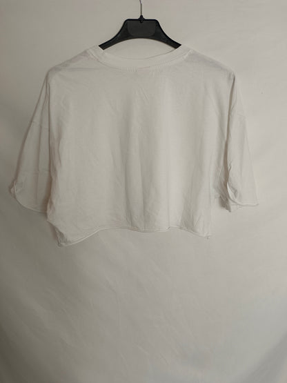 BERSHKA. Crop top mangas blanco. T.M