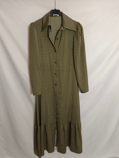 NUELA. Vestido verde camisero T.m