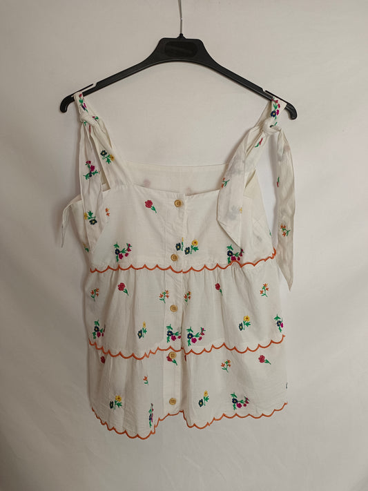 SÉZANE. Camiseta tirantes flores bordadas. T.36