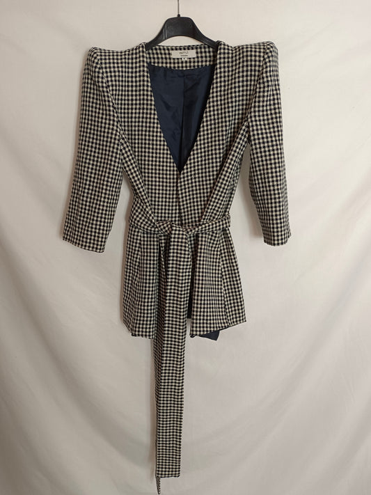 MATTUI. Blazer tweed azul y beige T.m