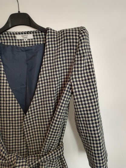 MATTUI. Blazer tweed azul y beige T.m