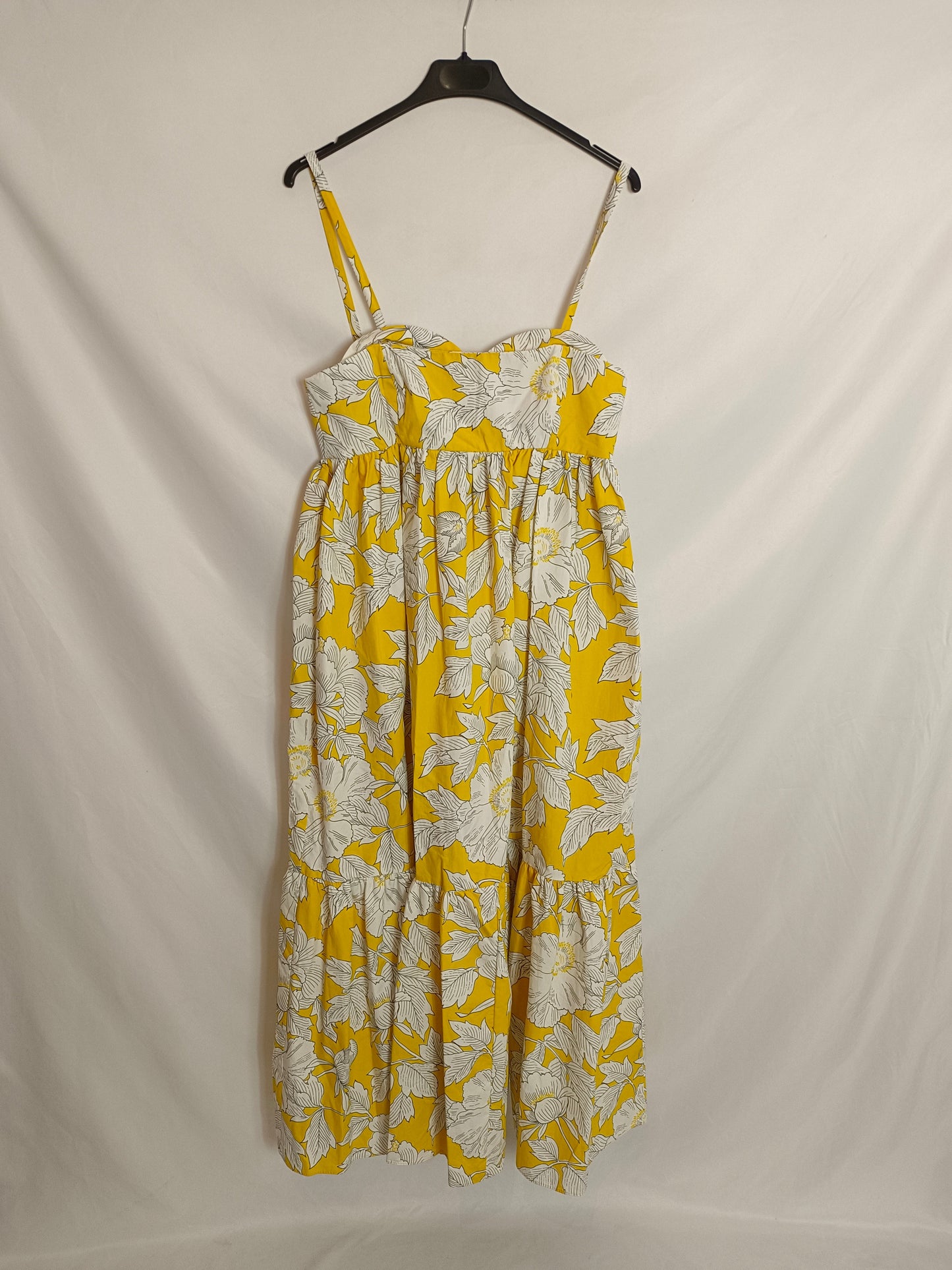 ZARA. Vestido amarillo flores T.m