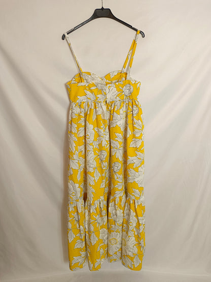ZARA. Vestido amarillo flores T.m
