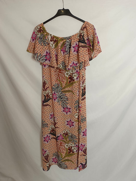 ZARA. Vestido midi flores T.s