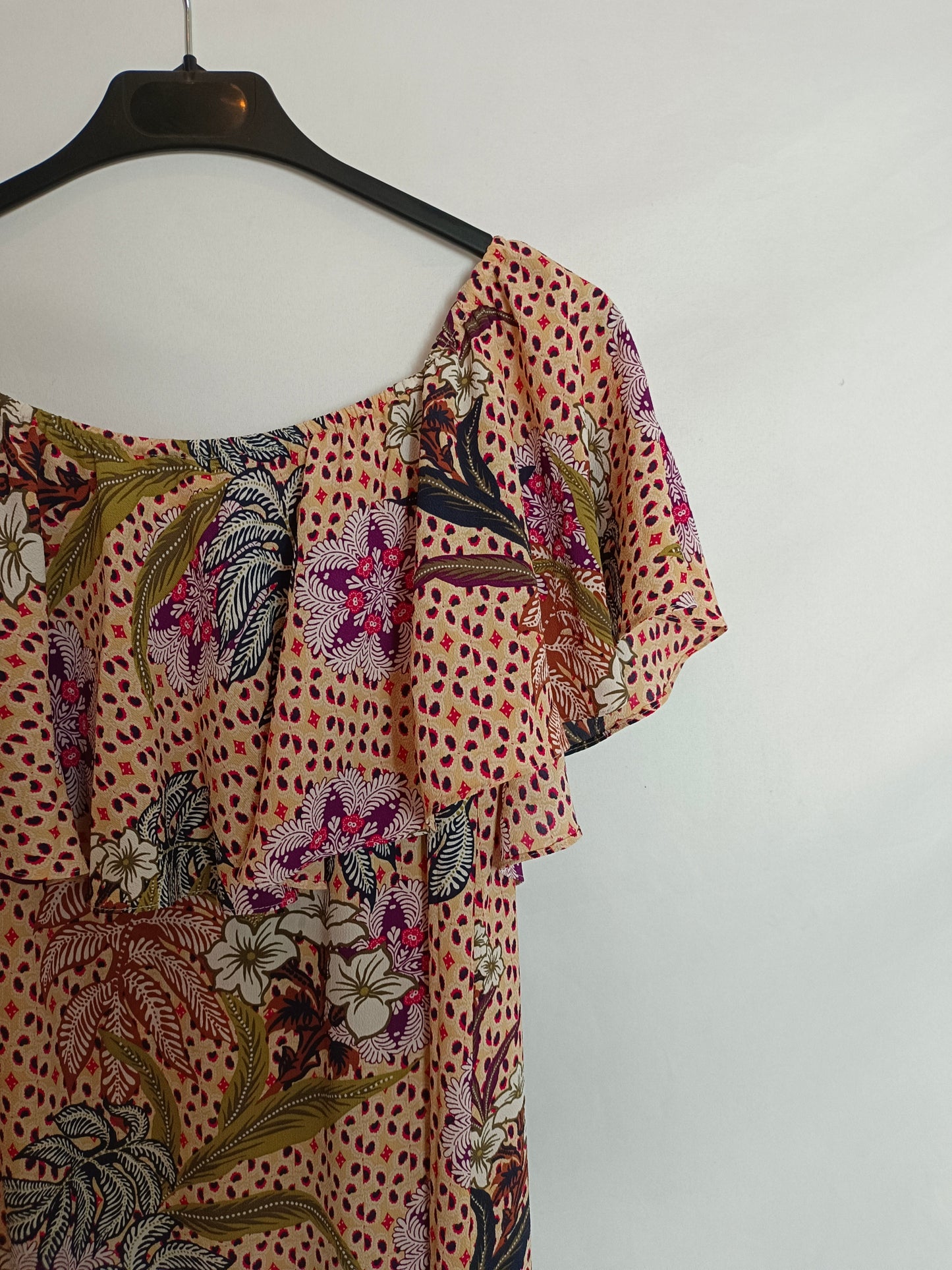 ZARA. Vestido midi flores T.s