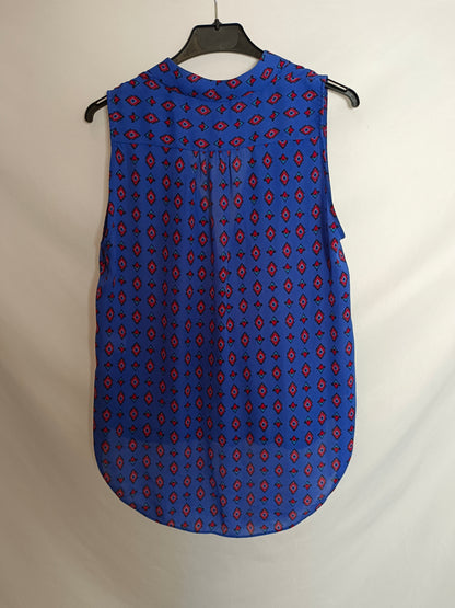 ZARA. Blusa azul rombos T.m