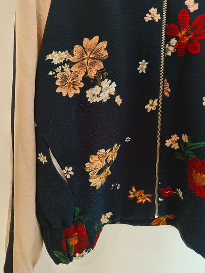 ZARA. Two-tone floral bomber jacket Tl(TARA)