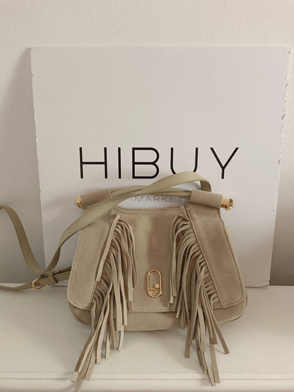 LIU JO. Bolso beige flecos