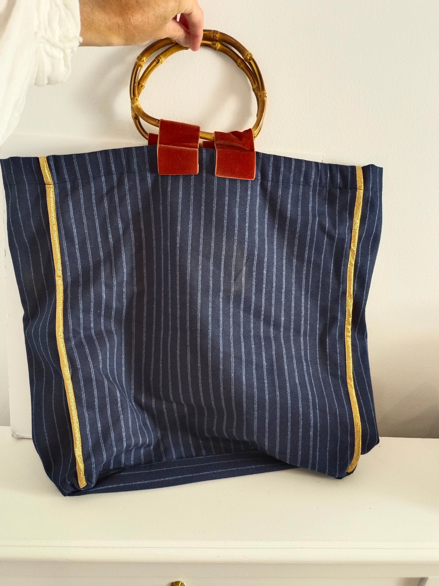 7 ROOMS. Maxibolso azul rayas