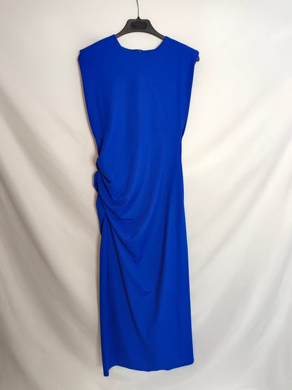 ZARA. Vestido midi fruncido T.m