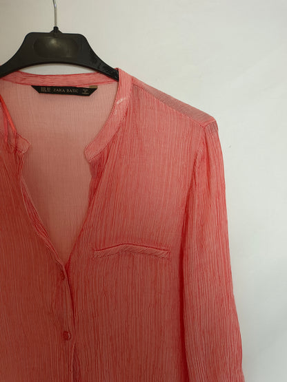 ZARA. Blusa roja rayas T.xs