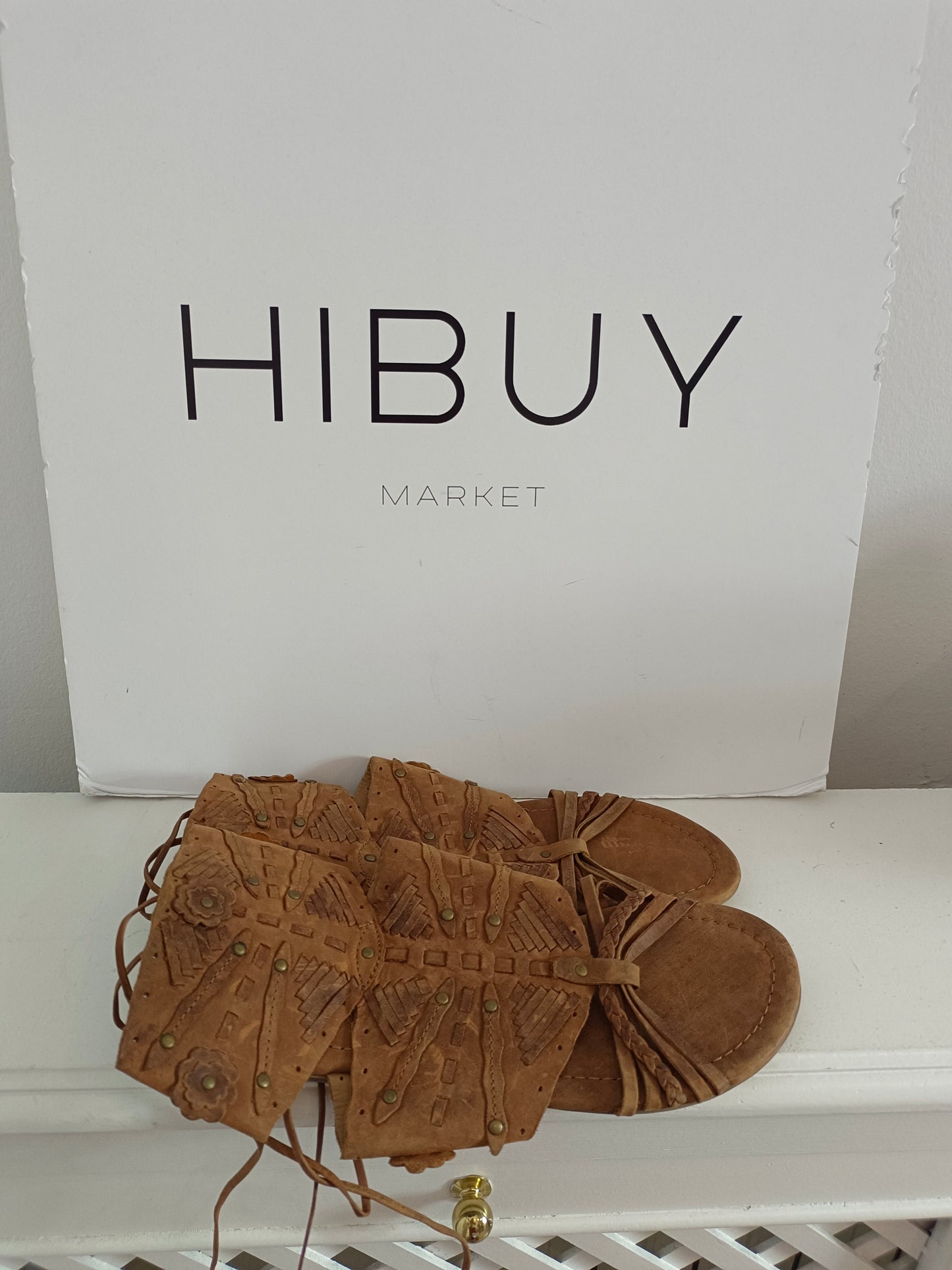 ZARA. Camel hippie sandal size 41 
